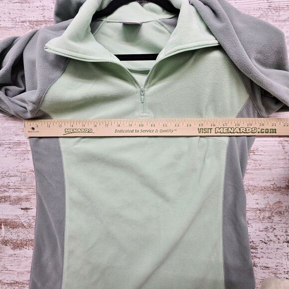 Columbia Quarter Zip Fleece Pullover Sweatshirt Size Lg Mint/Sage Green Two Tone - Picture 7 of 7